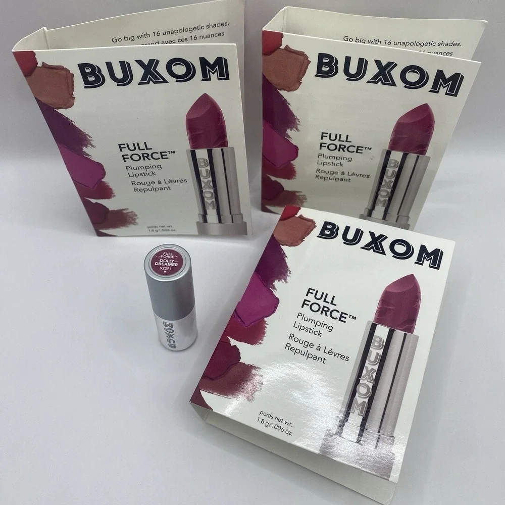 3x Buxom Full Force Plumping Lipstick 1.8g Travel Mini Dolly Dreamer New